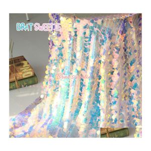 Party Decoration Iridescent Mermaid Drawlows Holographic Wedding Baby Shower Birthday Brodery Mesh Spets Glitter Sequin Fabric DHWBU