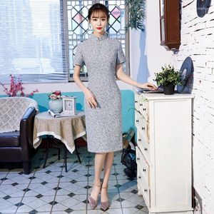 Ethnische Kleidung 2023 Frauen Chinesisches Kleid Qipao Verbesserte Cheongsam Druck Partykleider Schlank Kurzarm Mädchen Baumwolle-Leinen