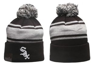 Bonés masculinos White Sox Beanies CHICAGO Chapéus Todas as 32 equipes tricotadas com pom listrado lateral lã quente EUA College Sport Knit Hat Hockey Beanie Cap para mulheres A2