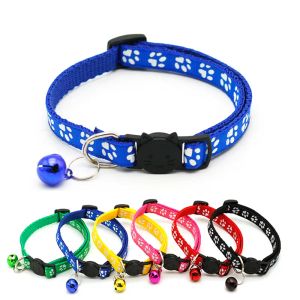 Easy Wear Cat Dog Collar med Bell Justerbar Buckle Dog Collar Cat Puppy Pet Supplies Accessories Small Safety Collar VT0833 ZZ