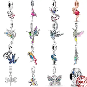 Loose Gemstones 2023 The 925 Sterling Silver Hummingbird Family Charm Exquisite Pendant Fits Original Bracelet DIY Jewelry For Women
