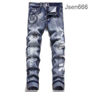 Tasarımcı için mor kot pantolon yığılmış kot pantolon erkek denim gözyaşı kot pantolon yırtık çırpılmış bisikletçi mavi erkekler ince kalem kot pantolon motosiklet hip hop l1fg