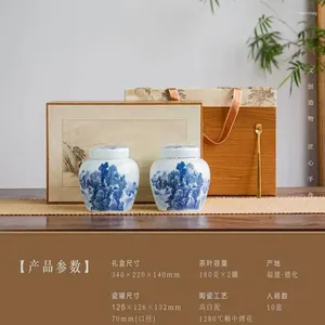 Conjuntos de chá cerâmica bule chá embalagem conta-gotas caixa de presente de plástico high-end duplo azul branco glaciar vermelho retro garrafa de porcelana