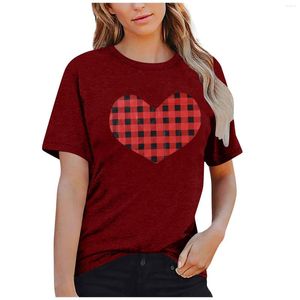 Damen-T-Shirts Liebe Valentinstag Damen Sommerbluse Herbst und Winter Damen Blusen für die Arbeit Berufsjahr plus Größe Stoff