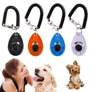 Pet Trainer Pet Dog Training Dog Clicker Adjustable Sound Plastic Key Chain And Wrist Strap Doggy Pet Products CNY23821279919