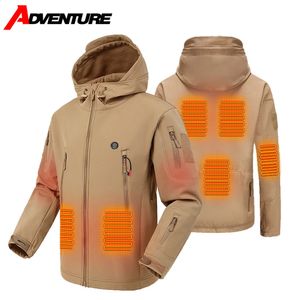 Men's Jackets Heated Jacket Men Winter Heated Clothes Hooded Motorcycle Jacket Skiing Windproof Hiking Keep Warm Bottom Fishing Clothes M-4XL 231109