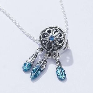 Collana Pandoras Collana colorata che cattura sogni Collana a rete s925 Ciondolo in argento sterling con perline Regalo fidanzata di alta qualità Nuovo stile Collana con ciondoli scatola Pandora