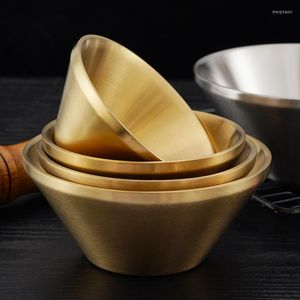 Skålar rostfritt stål skål multi-storlek v-formad guld sallad nudel ris frukt kök matlagning koreansk båge