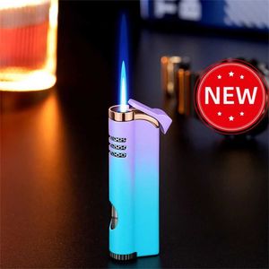 Lighters Creative Windproof Torch No Gas Lighter Strong Tube Straight Blue Flame Turbine Butane refillable Jet GiftforMen