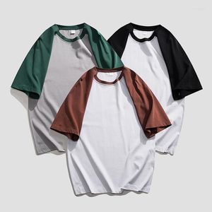 Men's T-skjortor Ice Silk Short Sleeve T-shirt Mens Summer Casual Tops Tees Loose Men Top Clothes O-Neck Patchwork Jogger Sportswear