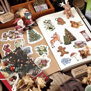 Adhesive Stickers 40x Vintage Scrapbooking Diy Book Decorative Retro Merry Christmas Diary Journal Paper Sticker for Art Collage 231110