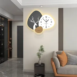 Wall Clocks Nordic Style LED Lighted Clock: Minimalist Modern Clock For Living Room Decoration Home Decor