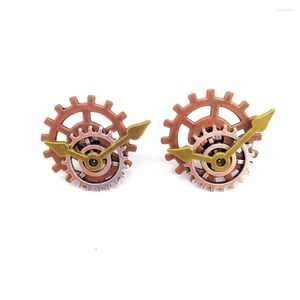 Brincos de garanhão engrenagens vintage e briol steampunk ponteiro de relógio