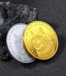 Doge Coin Arts ve Crafts Çiftli Metal Köpek Hatıra Para Hayvan Kafası Madalya Koleksiyonu Hediye Altın Silver8543885