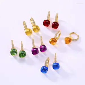 Dangle Earrings Lind Solid S925 Sterling Silver 6 Colors Crystal Fancy Candy Style Match Drop Hook Earring For Women Jewelry Wholesale