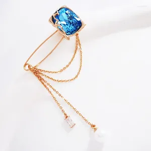Brooches Tassel For Women's Clothing Jewelry Made With Crystals From Austria Stylish Rectangle Brooch Teacher Day Gifts