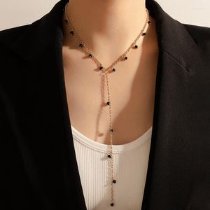 Colares pendentes Colar de cadeia longa boêmia para mulheres design simples design preto bead chocker jóias presente atacado 8897
