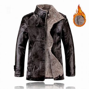 Giacche da uomo Cappotto da pilota in ecopelle retrò invernale da uomo Giacca calda in pelliccia foderata Trench Outwear Streetwear Addensare Giacche da motociclista di marca Abbigliamento 231110