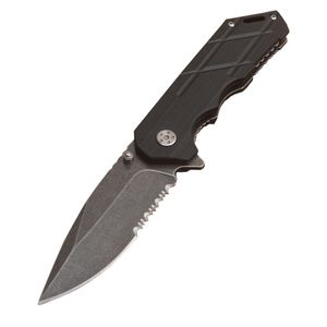 Ny ankomst KS2020 Assisted Flipper Folding Knife 8Cr13Mov Black Stone Wash Half Serration Blad ABS Handle Outdoor Camping Handing EDC Pocket Knives With Retail Box