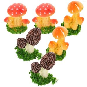 Gartendekorationen, 6 Stück, Kuchen-Pilz-Ornament, künstliche Pilze, Mini-Statue, Miniatur-Schmuckstücke, Ornamente, Bonsai