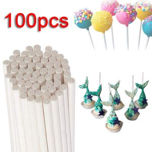 Bakformar 100 st lollipop papper stick godis kaka vit fast diy socker hantverk fondant mögel