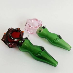 2023 New Multiple Color Rose Glass Hand Pipe Pipe per tabacco Bruciatore per fumatori Design stupefacente Dab Rig per erbe secche