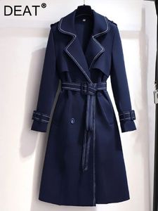 Women S Trench Coats Deat Deat Płaszcz Dekoracja jasnych linii Dekoracja paska z długim rękawem granatowy wiatr 2023 Moda jesienna 29L4107 231110