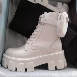 디자이너 부츠 Rois Ankle Martin Boot Calfsin Leather Nylon 이동식 파우치 부티 남녀 상자 크기 35-45 2023을 가진 두꺼운 바닥 전투 신발