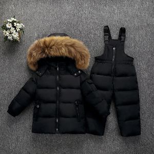 Ceketler obelid 30 Derece Rusya Kış Çocukları Erkek Giysileri Set Ceketli Ceket Tulumları 15 Yıllık Çocuklar Çocuk Bebek Snowsuit 231109