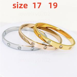 Popular C-shaped Bracelet Titanium Steel Bracelet Colorless European and American Style Couple Stainless Steel Bracelet with Diamond Embedding 1053746