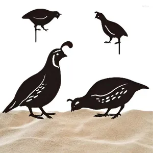 Garden Decorations Metal Quail Yard Stakes Set Of 4pieces Family Decoration Gift Animal Silhouette Lawn For Walkway Patio