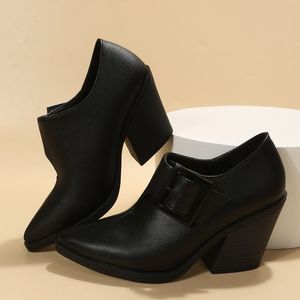 Designer-Schuhe, spitze Damenmode, einzelne Schuhe, dicke Absätze, tiefer Mund, professionelle High Heels, wasserdichte Taichung-Absätze, Frühlings- und Herbst-Damenschuhe