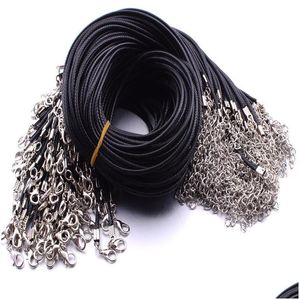 Strands Strings Black Leather Cord Rope 1.5Mm Strands Wire For Diy Pendant Necklace Gift With Lobster Clasp Link Chain Char Dhgarden Dho8D