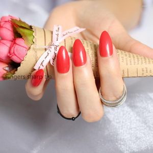 Unhas postiças 24 peças modelos cores doces pontiagudas vermelho CP63