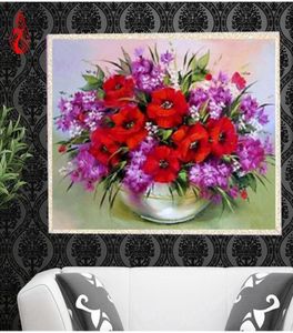 Promocja DIY 5D Haft Diamond Piękne kwiaty okrągłe diamentowe malarstwo Cross Stitch Zestawy Diamentowe Mozaiki Dekoracja domu 9082593