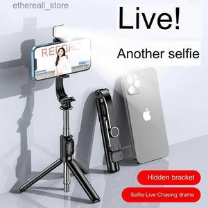 Selfie Monopods Tiktok Live Selfie Stick com luz de preenchimento Câmera remota telescópica Celular Selfie Stick Suporte de tripé integrado portátil Q231110