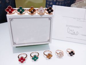 Designer Ring Clover Gemstone Couple Wedding Rings Men Women 2 Types 15 Colors Top Quality