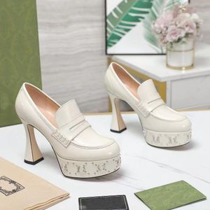 Top Quality Designer Pump Shoe Women Platform with Genuine Leather Splice Rivet Decoration High Heel dress shoes Fashion Casual Party Shoes