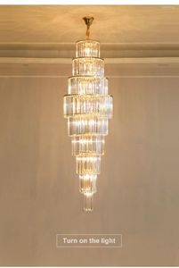 Chandeliers Modern Led Luxury Crystal Staircase Chandelier Lighting Decor Large Classic Cristal El Living Room Spiral Long Pendant Lamp