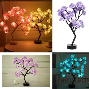 Table Lamps Tree LED Rose Flower Table Lamp Christmas Fairy Lights Night Lights Home Party Wedding Bedroom Decoration Valentines Day Gift