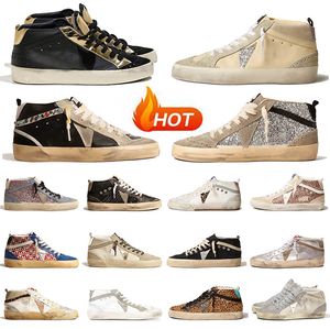 Stjärna sneaker hög toppskor casual stövlar klassiska glitter designer kvinnor män mode vita gör gamla sneakers smutsiga läder platta-forme designer skor