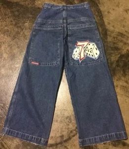 Jeans masculinos jnco jeans para homens hip hop gótico y2k homens jeans dados gráfico bordado baggy jeans retro harajuku punk calças largas 231110