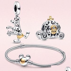 925 Sterling Silver Cartoon-Themed Charm Pendant for Pandora Bracelets, DIY Female Jewelry Accessory