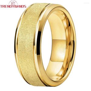 Bröllopsringar 8mm volframkarbidband för män Kvinnliga förlovningsring Sandblasted Wholesale Fashion Jewelry Comfort Fit