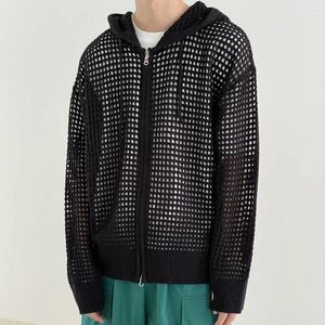 Męskie swetry Fall Winter Men Kurtka pusta z kapturem z kapturem zamek błyskawiczny Cardigan Cardigan Solidny kolor miękki płaszcz z dzianiny hip hop