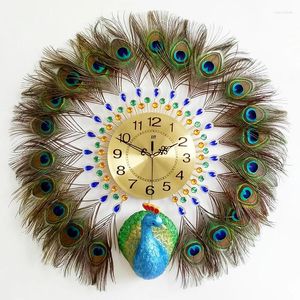 壁の時計ダブルヘッドピーコッククォーツクロックヨーロッパモダンなシンプルなクリエイティブルーム装飾アート装飾デジタル