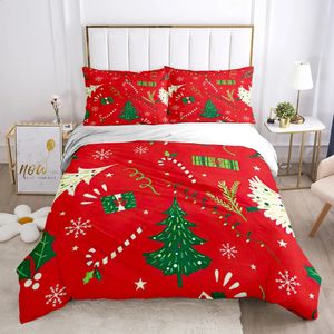 Sängkläder set Red Christmas Bedding Set Luxury Cartoon Däcke Cover and Pillowcase Set Kids Bed Comporters Twin Full Queen Size Bed Set 231109