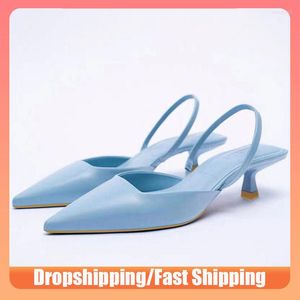 Abendschuhe 2023 Sommer Spitzschuh Sexy Dünne Fersen Sandalen Frau Slingback Ein Pedal Hochhackige Frauen Nude