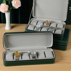 Jewelry Pouches 6/10/12 Slot Green Inside Gray Watch Pillow Storage Bag Zipper Box Portable Home Travel Organizer