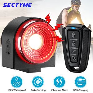 Other Sporting Goods Sectyme A8pro Bicycle Taillight Alarm Brake Sensing Light Wireless Remote Control USB Charging Burglar Bike Rear Lamp 231109